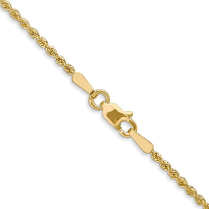 22 Inch 14K Yellow Gold 1.6mm Solid Regular Rope Chain Necklace