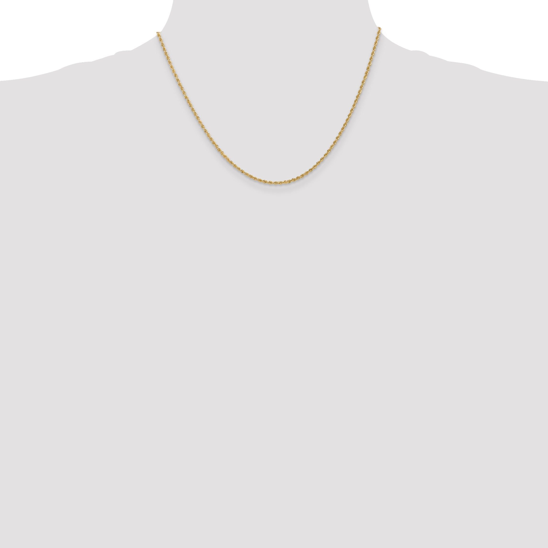18 Inch 14K Yellow Gold 1.6mm Solid Regular Rope Chain Necklace