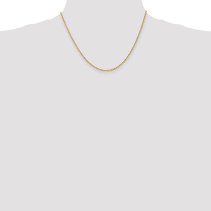 18 Inch 14K Yellow Gold 1.6mm Solid Regular Rope Chain Necklace