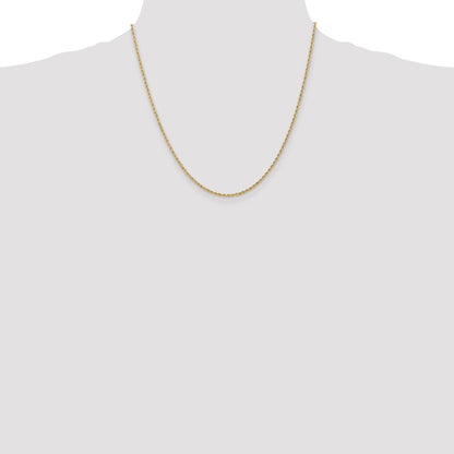 20 Inch 14K 1.6mm Solid Regular Rope Chain Necklace