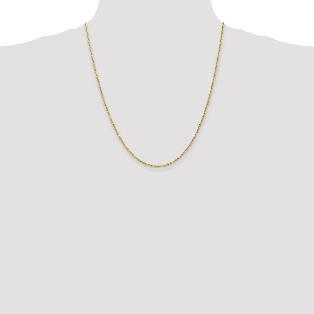 22 Inch 14K Yellow Gold 1.6mm Solid Regular Rope Chain Necklace