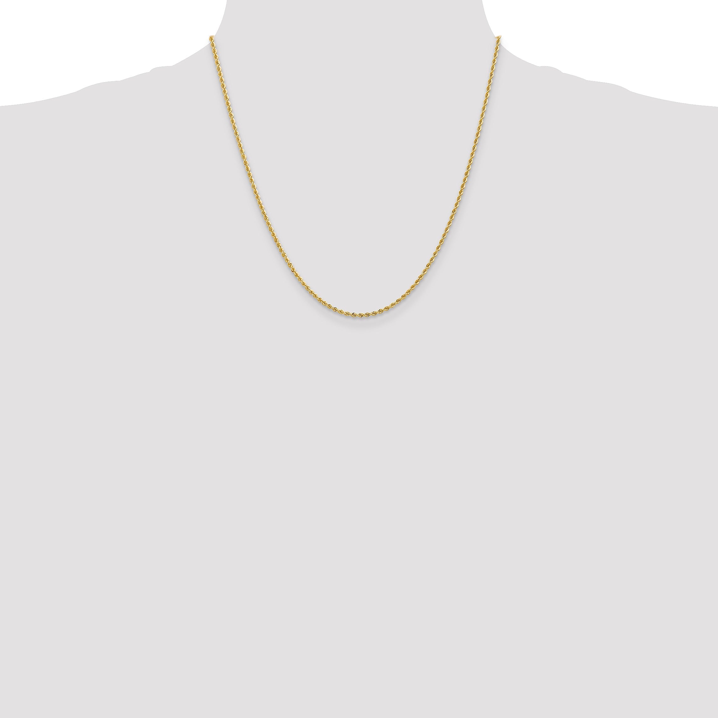 20 Inch 14K 2mm Solid Regular Rope Chain Necklace