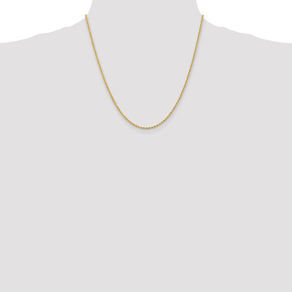 20 Inch 14K 2mm Solid Regular Rope Chain Necklace