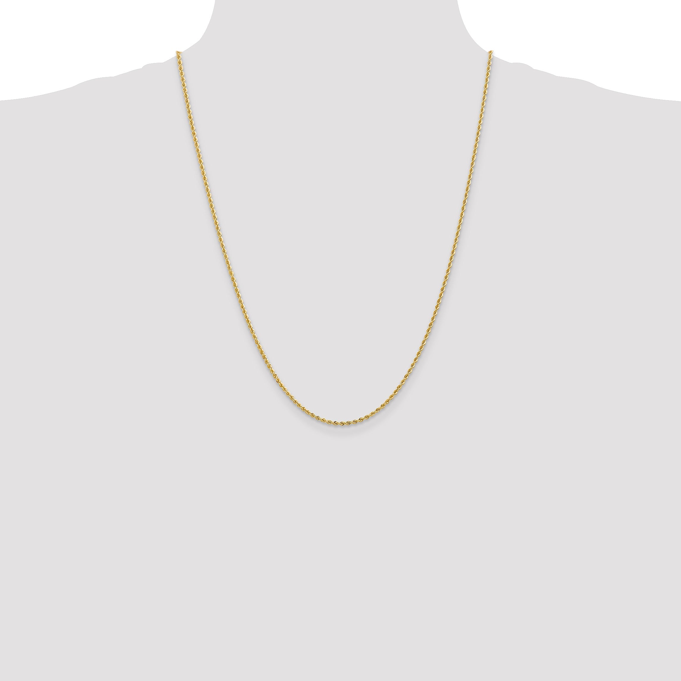 24 Inch 14K 2mm Solid Regular Rope Chain Necklace