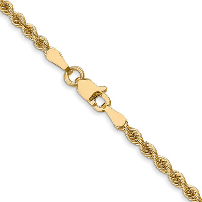 22 Inch 14K Yellow Gold 2.5mm Solid Regular Rope Chain Necklace