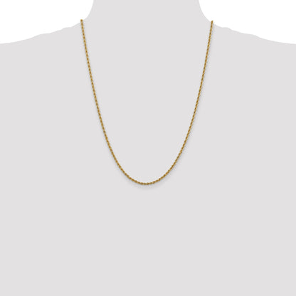 24 Inch 14K 2.5mm Solid Regular Rope Chain Necklace