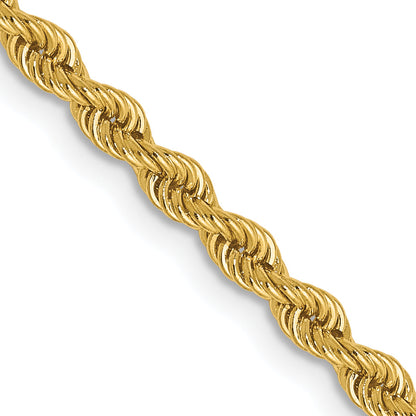 2 Inch 14K Yellow Gold 2.5mm Solid Regular Rope Chain Necklace
