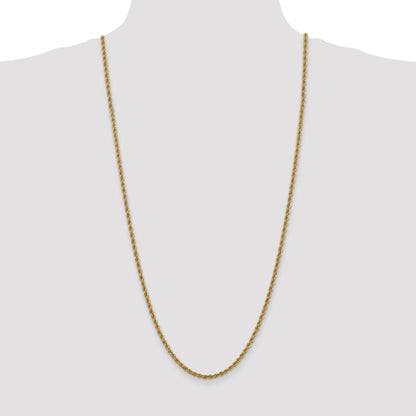 30 Inch 14K 3mm Solid Regular Rope Chain Necklace