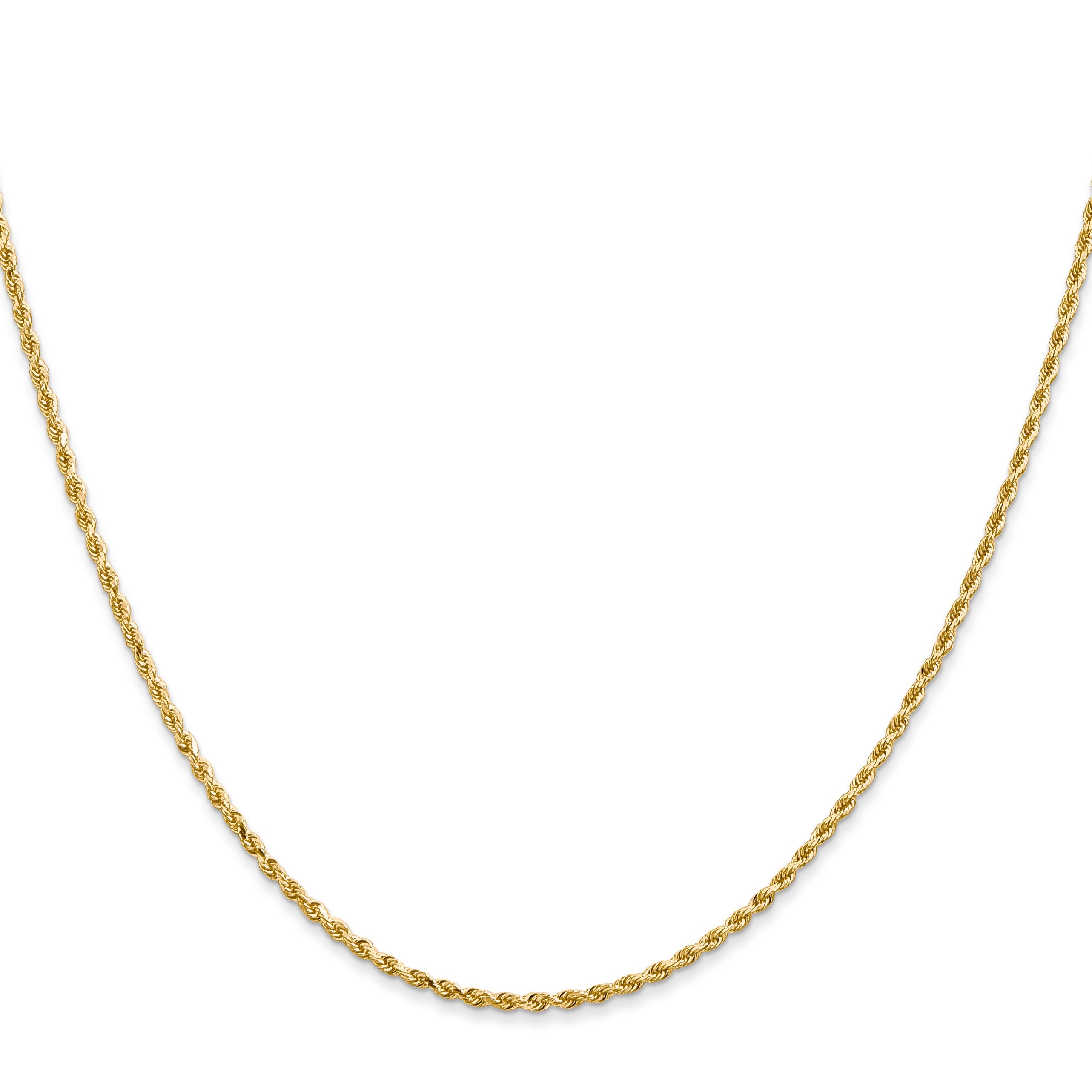 24 Inch 14K 1.3mm Diamond-Cut Rope Chain Necklace