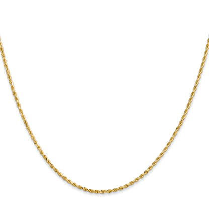 24 Inch 14K 1.3mm Diamond-Cut Rope Chain Necklace