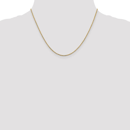 18 Inch 14K 1.3mm Diamond-Cut Rope Chain Necklace