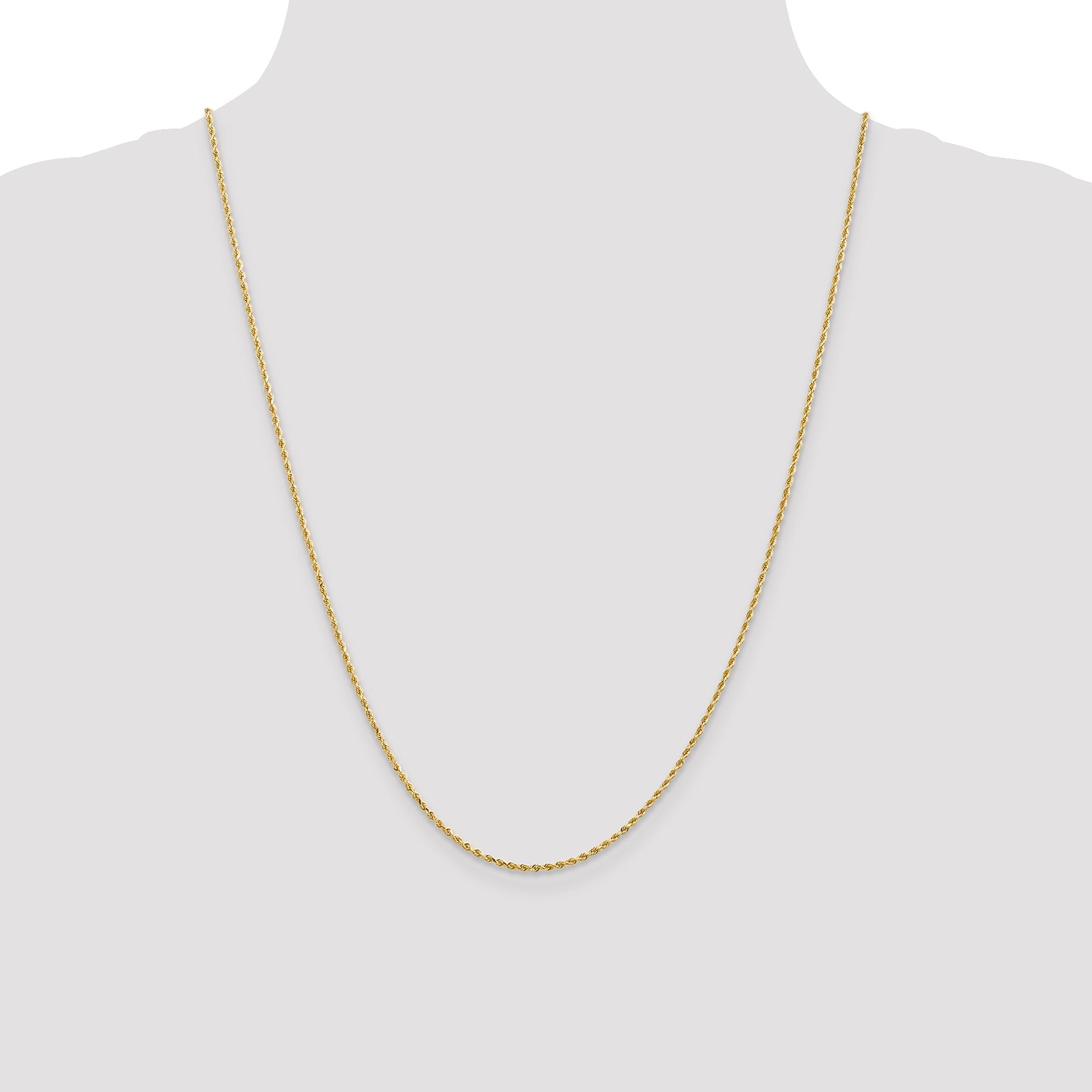 24 Inch 14K 1.3mm Diamond-Cut Rope Chain Necklace