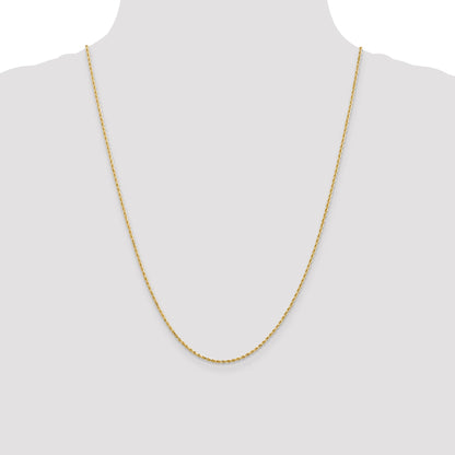24 Inch 14K 1.3mm Diamond-Cut Rope Chain Necklace