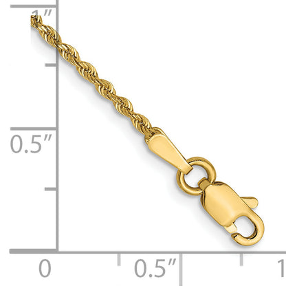 7 Inch 14K Yellow Gold 1.3mm Diamond Cut Rope Chain Bracelet