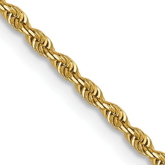 24 Inch 14K 1.3mm Diamond-Cut Rope Chain Necklace