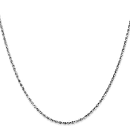 22 Inch 14K White Gold 1.75mm Diamond Cut Rope Chain Necklace