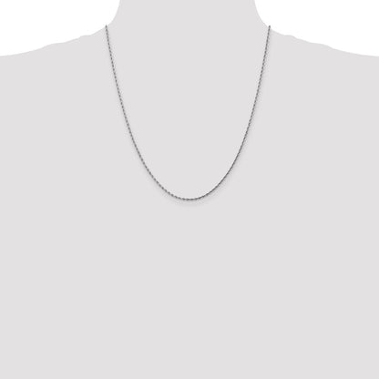 22 Inch 14K White Gold 1.75mm Diamond Cut Rope Chain Necklace