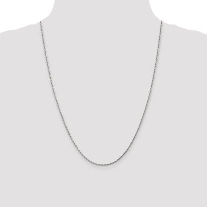 24 Inch 14K White Gold 1.75mm Diamond-Cut Rope Chain Necklace