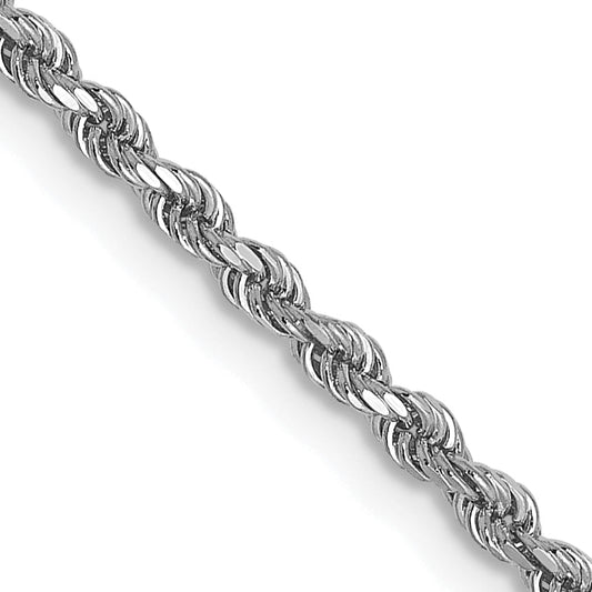 18 Inch 14K White Gold 1.75mm Diamond-Cut Rope Chain Necklace