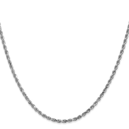 22 Inch 14K White Gold 2.5mm Diamond Cut Rope Chain Necklace
