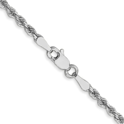 30 Inch 14K White Gold 2.5mm Diamond-Cut Rope Chain Necklace