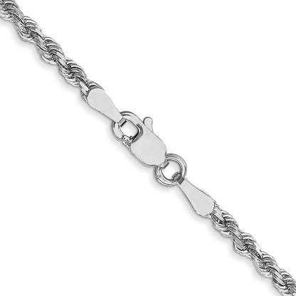 2 Inch 14K White Gold 2.5mm Diamond Cut Rope Chain Necklace