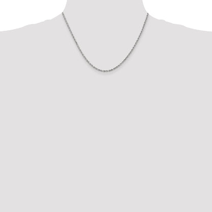 18 Inch 14K White Gold 2.5mm Diamond-Cut Rope Chain Necklace