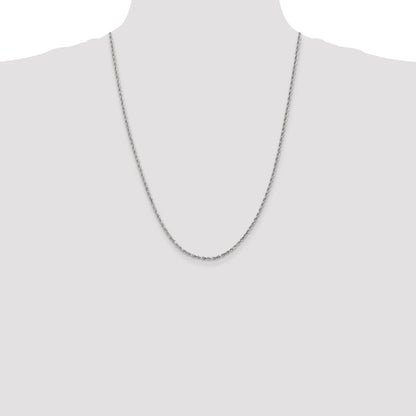 24 Inch 14K White Gold 2.5mm Diamond-Cut Rope Chain Necklace