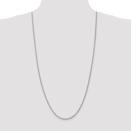 30 Inch 14K White Gold 2.5mm Diamond-Cut Rope Chain Necklace