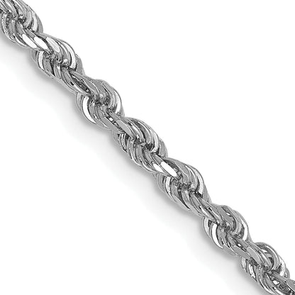 30 Inch 14K White Gold 2.5mm Diamond-Cut Rope Chain Necklace