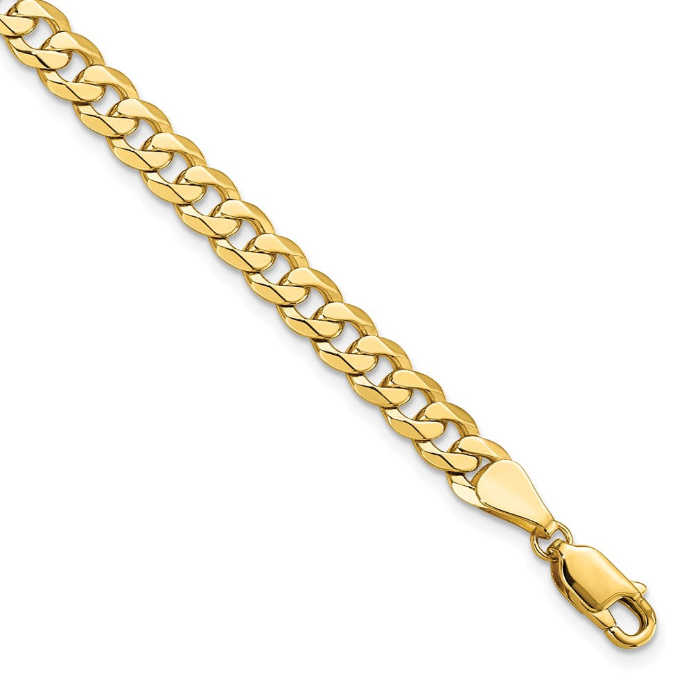 8 Inch 14K 5.75mm Flat Beveled Curb Chain Bracelet