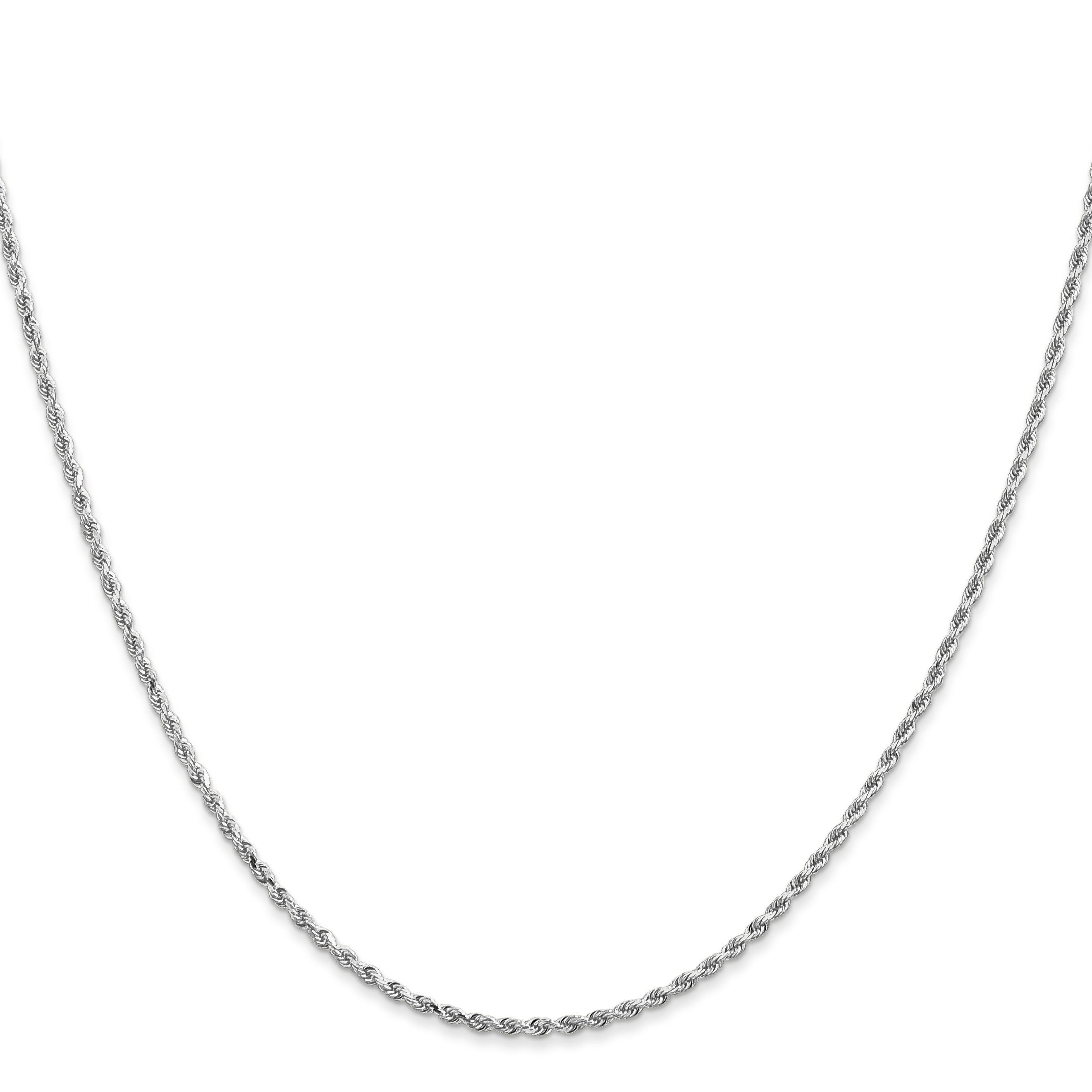 22 Inch 14K White Gold 1.3mm Diamond-Cut Rope Chain Necklace
