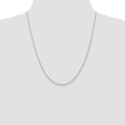 22 Inch 14K White Gold 1.3mm Diamond-Cut Rope Chain Necklace