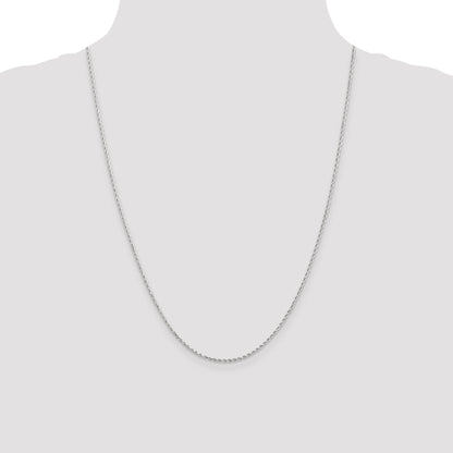 24 Inch 14K White Gold 1.3mm Diamond-Cut Rope Chain Necklace