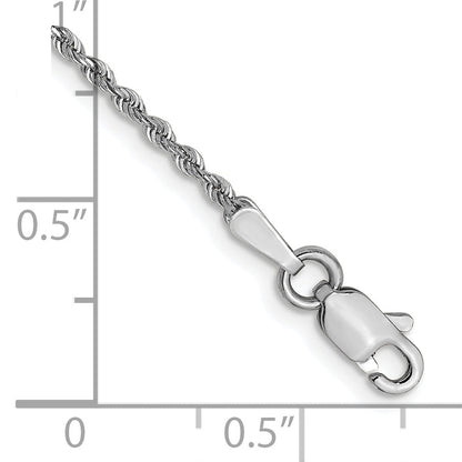 7 Inch 14k White Gold 1.3mm Diamond-Cut Rope Chain Bracelet