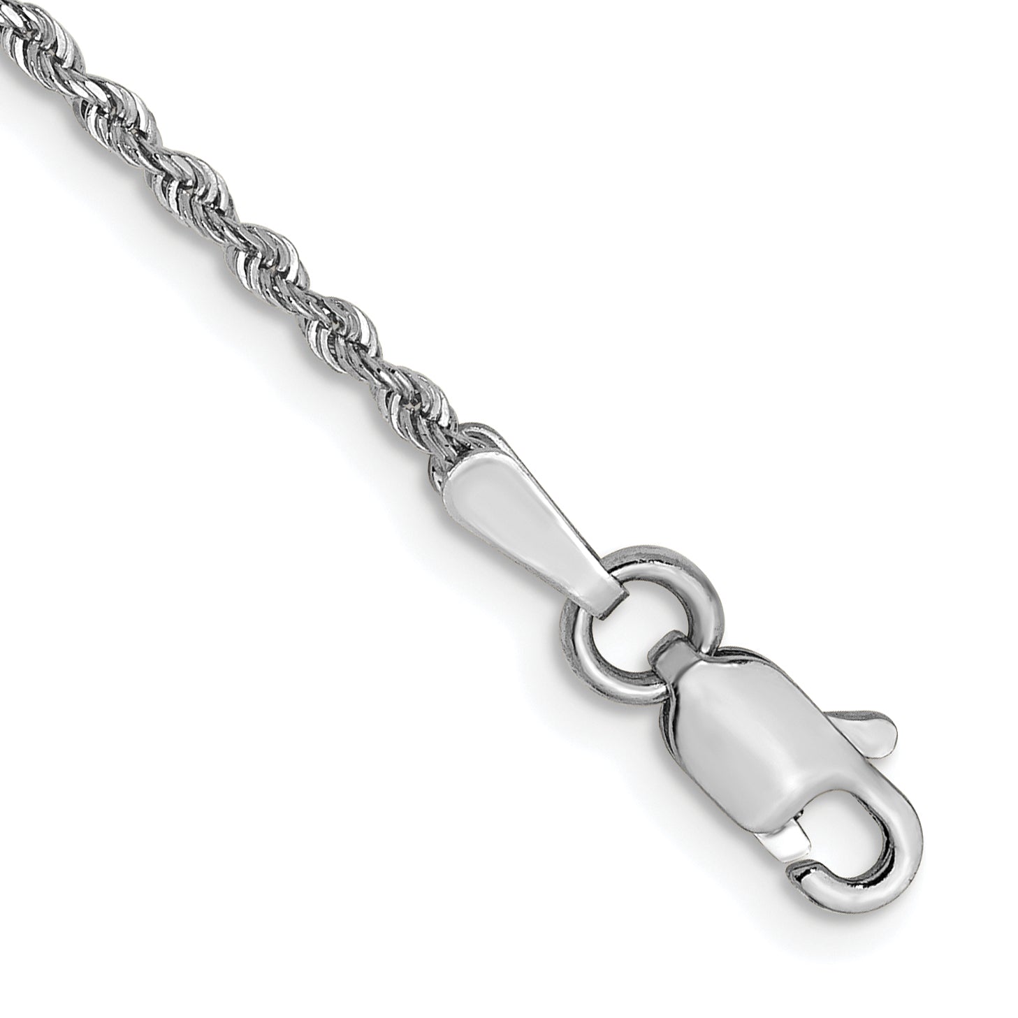 7 Inch 14k White Gold 1.3mm Diamond-Cut Rope Chain Bracelet