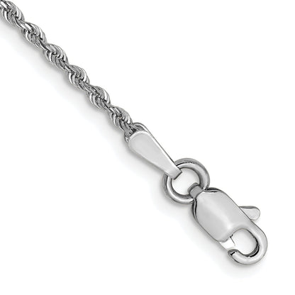 7 Inch 14k White Gold 1.3mm Diamond-Cut Rope Chain Bracelet