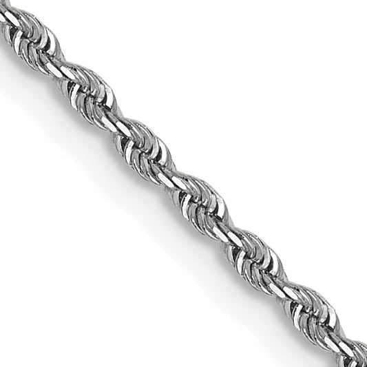 20 Inch 14K White Gold 1.3mm Diamond-Cut Rope Chain Necklace