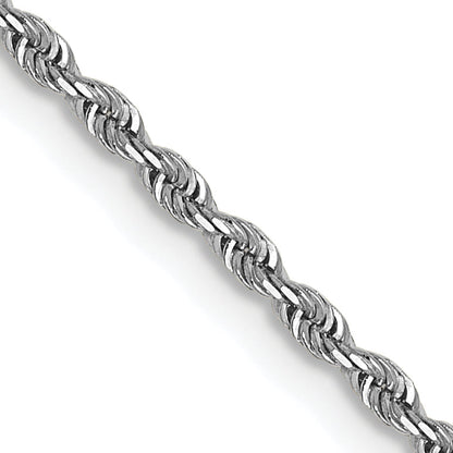 18 Inch 14K White Gold 1.3mm Diamond-Cut Rope Chain Necklace