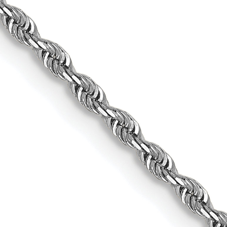 24 Inch 14K White Gold 1.3mm Diamond-Cut Rope Chain Necklace
