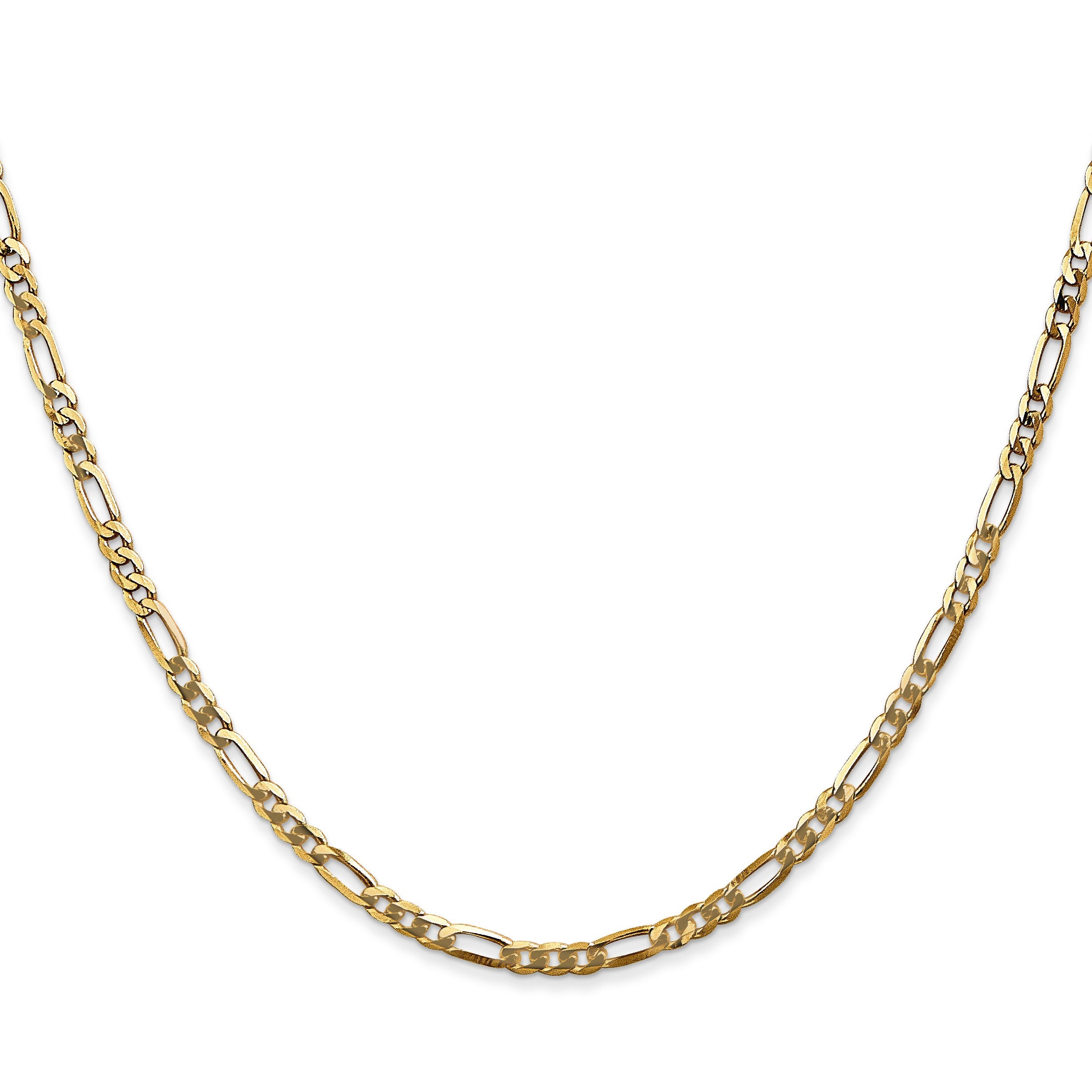 22 Inch 14K 2.75mm Flat Figaro Chain Necklace