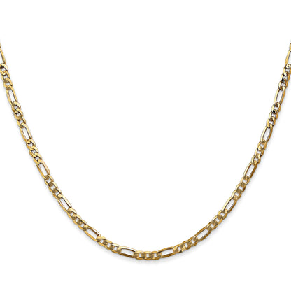24 Inch 14K 2.75mm Flat Figaro Chain Necklace