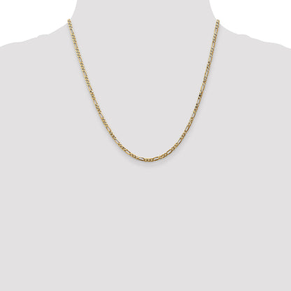20 Inch 14K 2.75mm Flat Figaro Chain Necklace