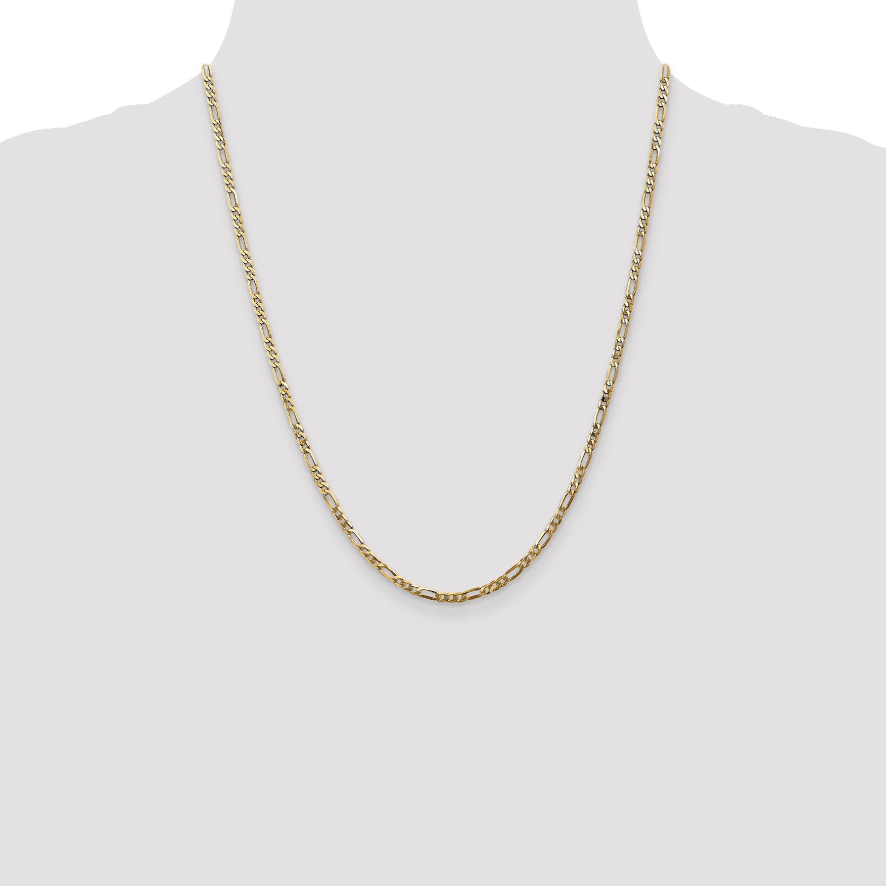 22 Inch 14K 2.75mm Flat Figaro Chain Necklace