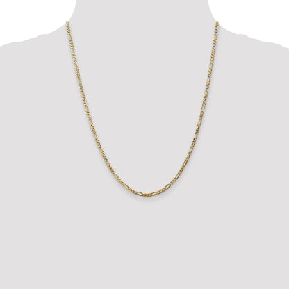 22 Inch 14K 2.75mm Flat Figaro Chain Necklace