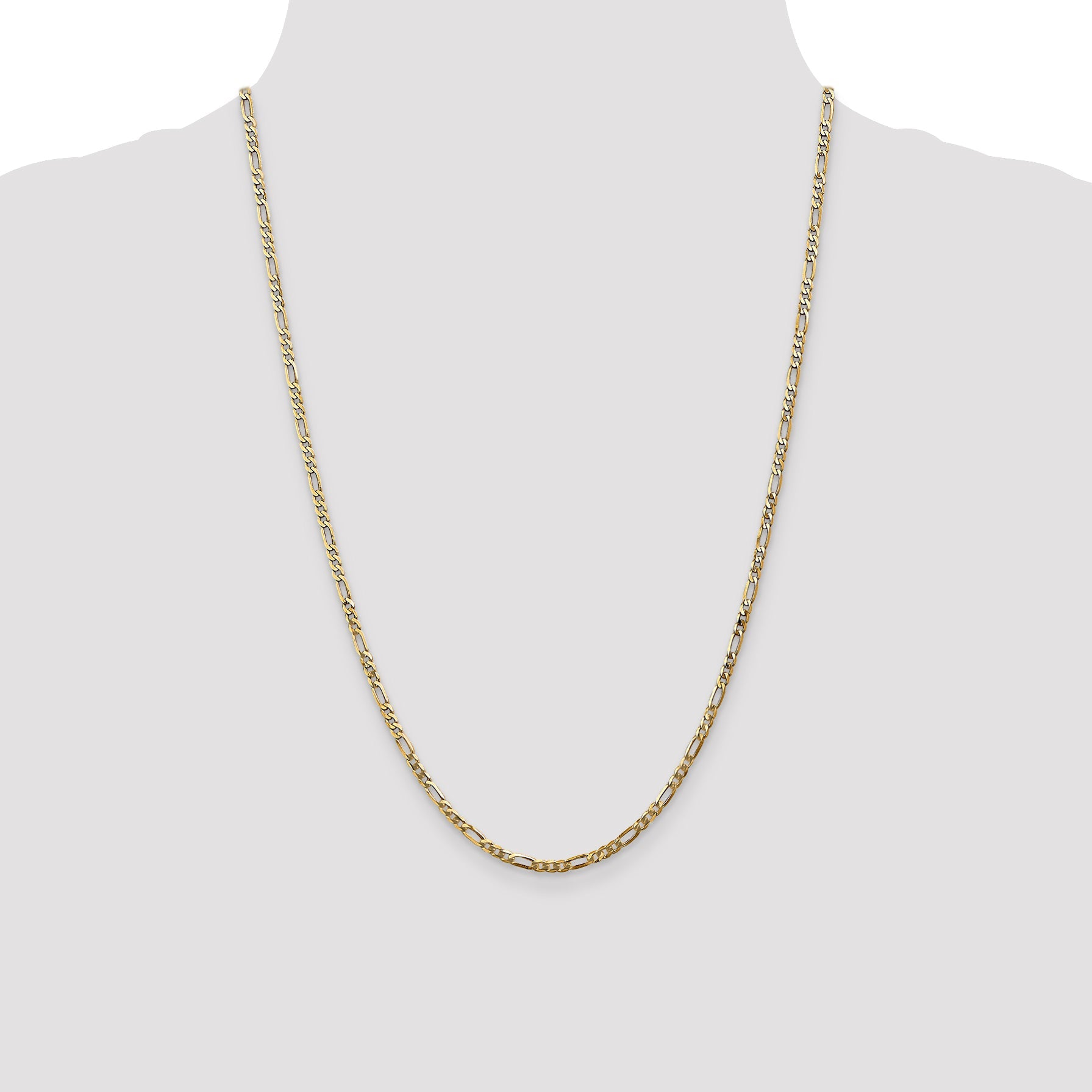 24 Inch 14K 2.75mm Flat Figaro Chain Necklace