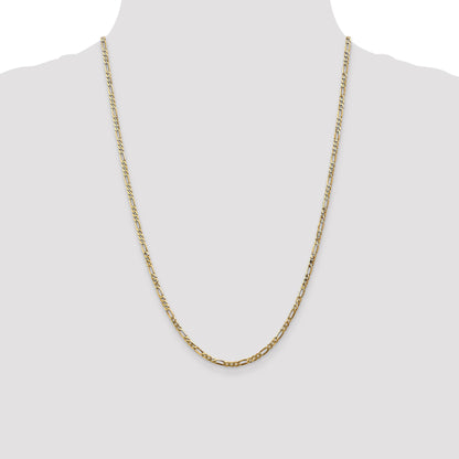 24 Inch 14K 2.75mm Flat Figaro Chain Necklace