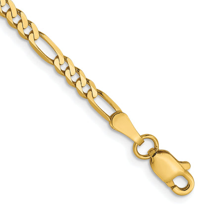 7 Inch 14K 2.75mm Flat Figaro Chain Bracelet