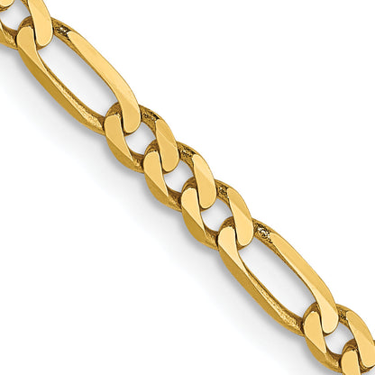 24 Inch 14K 2.75mm Flat Figaro Chain Necklace