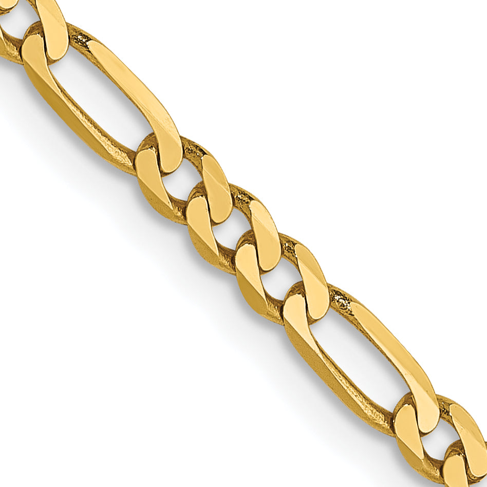 22 Inch 14K 2.75mm Flat Figaro Chain Necklace
